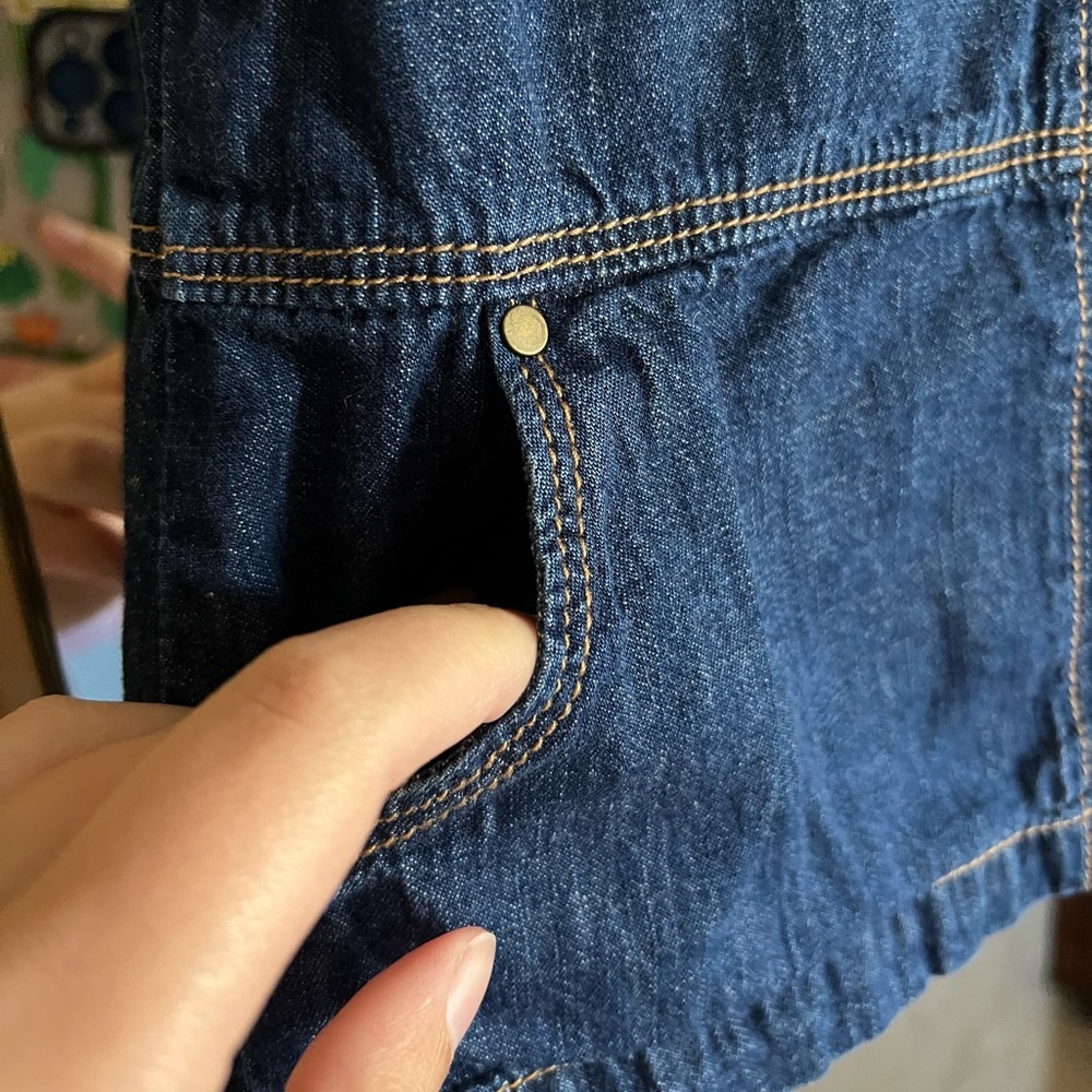 Baby Gap Blue Denim 100% Cotton Jumper Dress with Pockets and Back Zipper - Picture 3 of 5